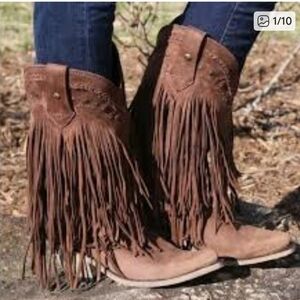 LIBERTY BLACK VEGAS Brown Fringe Cowboy Boots